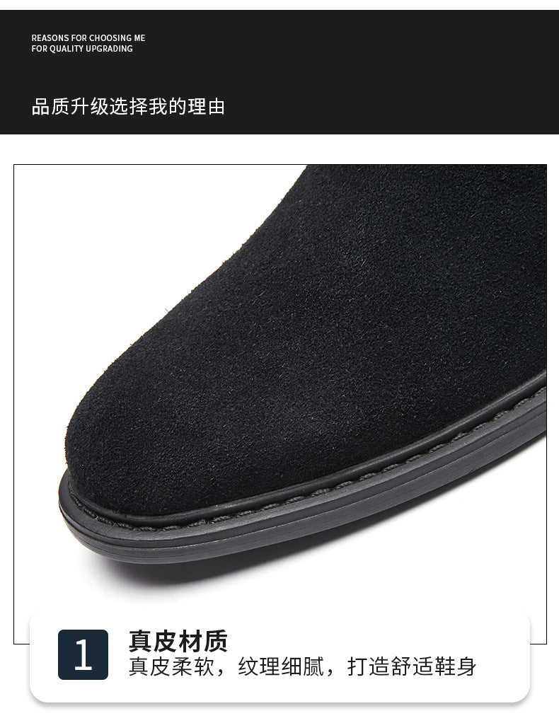 Men's Genuine Leather British Style Dr.Martens High-top Leather Shoes Suede Mid-top Short Boots Scuffed Chelsea Boots  HK59