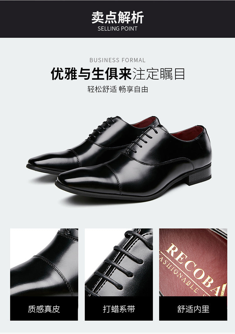 2024 New Japanese Business Genuine Leather Formal Shoes Men's Laced Officer Wedding Shoes Three-piece Toe Oxford British Style HK119