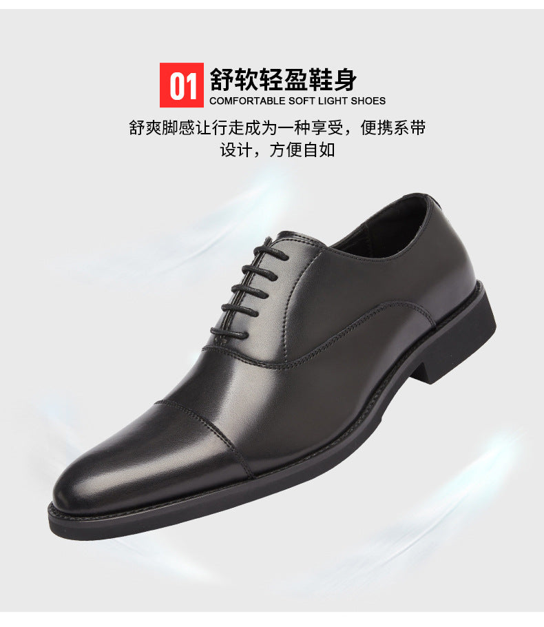 Japanese-style Soft-soled Business Genuine Leather Formal Shoes for Men Pointed-toe Lace-up Wedding Shoes Three-piece Toe Oxford Shoes HK110
