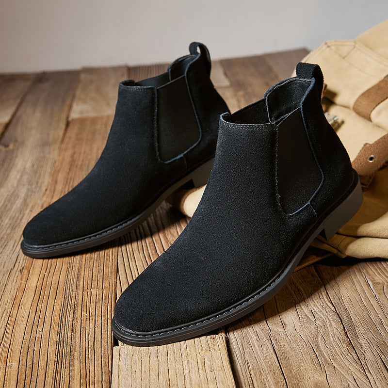 Men's Genuine Leather British Style Dr.Martens High-top Leather Shoes Suede Mid-top Short Boots Scuffed Chelsea Boots  HK59