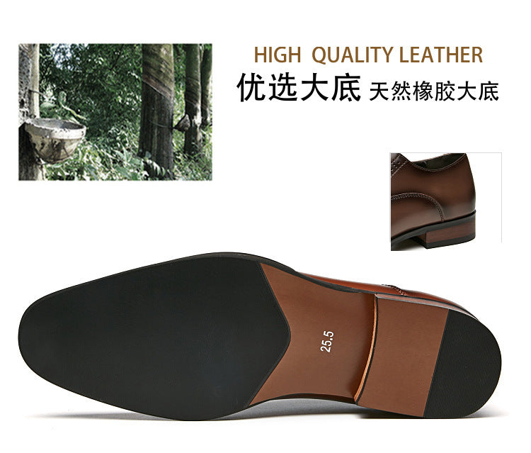 2024 New Men's Genuine Leather British Style Carved Laced Business Formal Three-piece Toe Gentleman's Single Shoes for Youth HK73