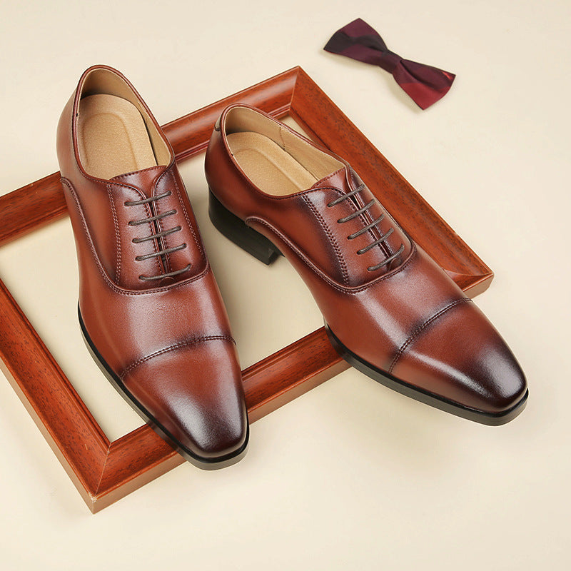 Men's 2024 New British Japanese Style Three-piece Toe Business Formal Laced Gentleman Office Work Derby Shoes  HK60