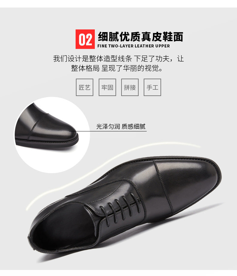 Japanese-style Soft-soled Business Genuine Leather Formal Shoes for Men Pointed-toe Lace-up Wedding Shoes Three-piece Toe Oxford Shoes HK87