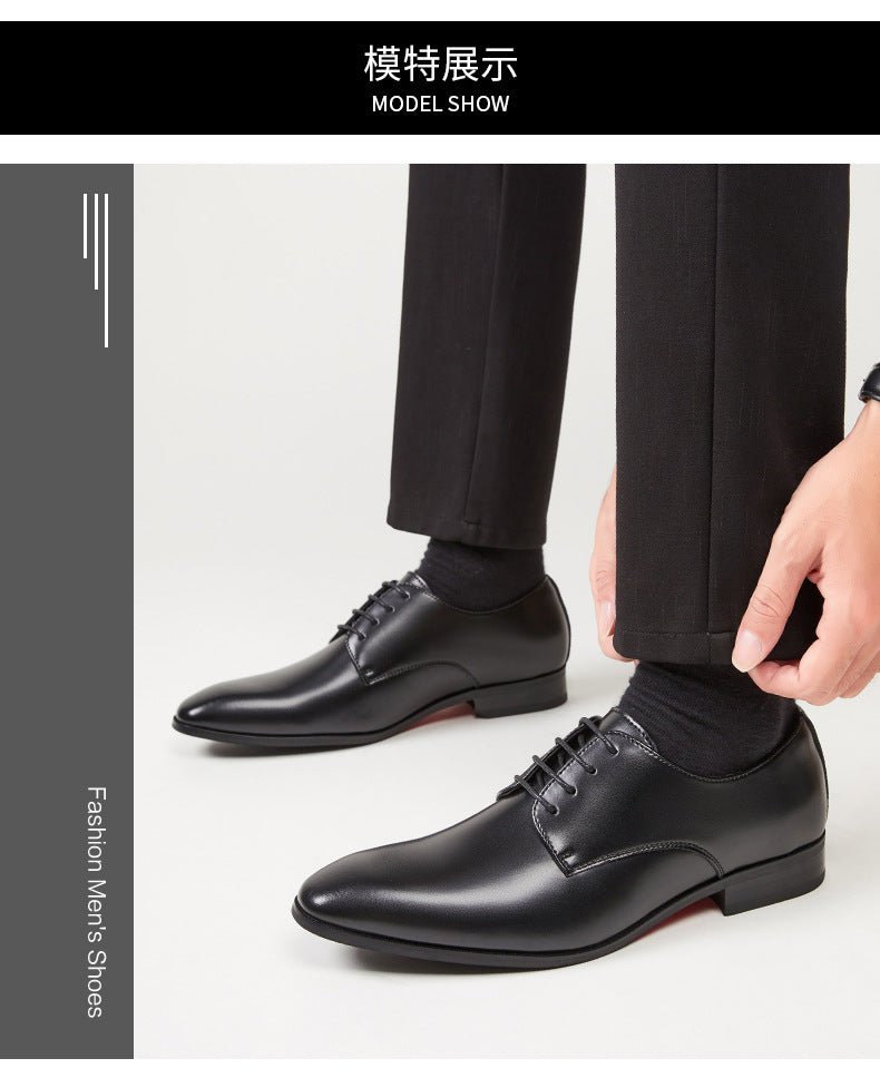 2024 New Men's Genuine Leather Business Formal Shoes Simple Summer Pointed British Style Derby Wedding Shoes for Groom HK100