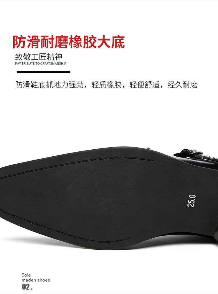 2024 New Japanese Business Formal Shoes Men's Genuine Leather Three-piece Toe Single Shoes Monk Strap Office Wedding Shoes HK77