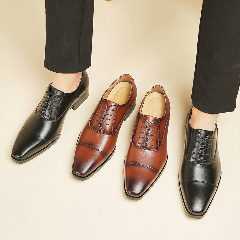 Men's 2024 New British Japanese Style Three-piece Toe Business Formal Laced Gentleman Office Work Derby Shoes  HK60