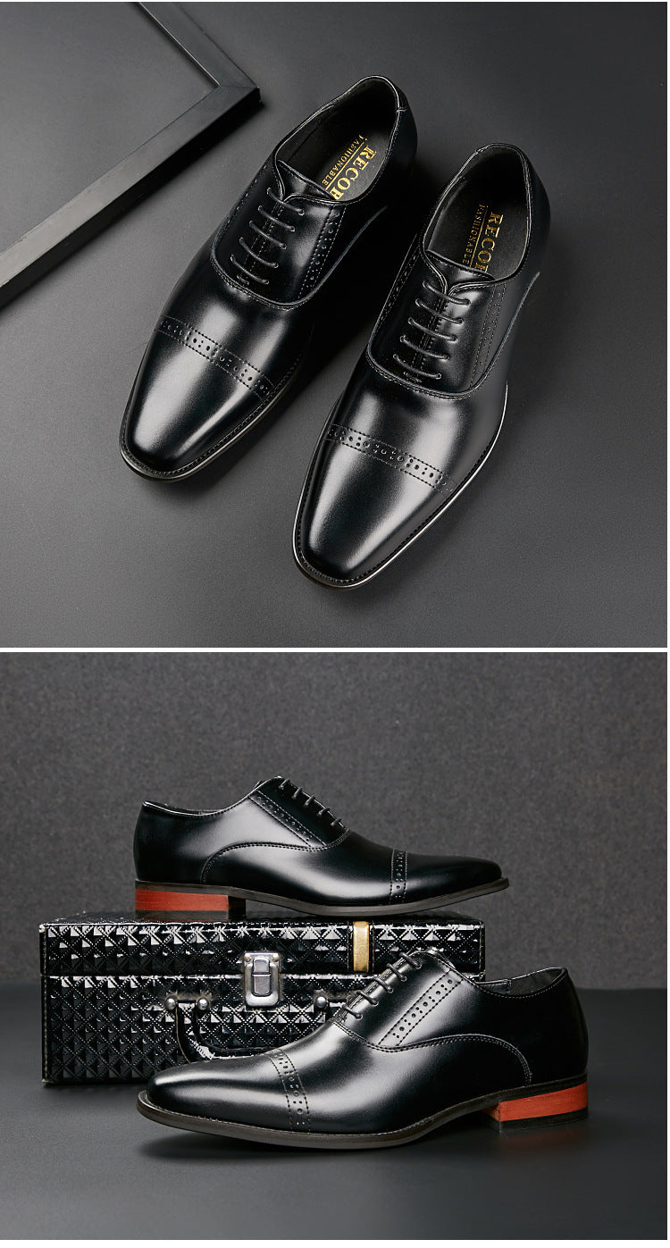 2024 New Men's Genuine Leather British Style Carved Laced Business Formal Three-piece Toe Gentleman's Single Shoes for Youth HK73