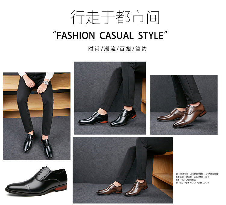 2024 New Men's Genuine Leather British Style Carved Laced Business Formal Three-piece Toe Gentleman's Single Shoes for Youth HK73