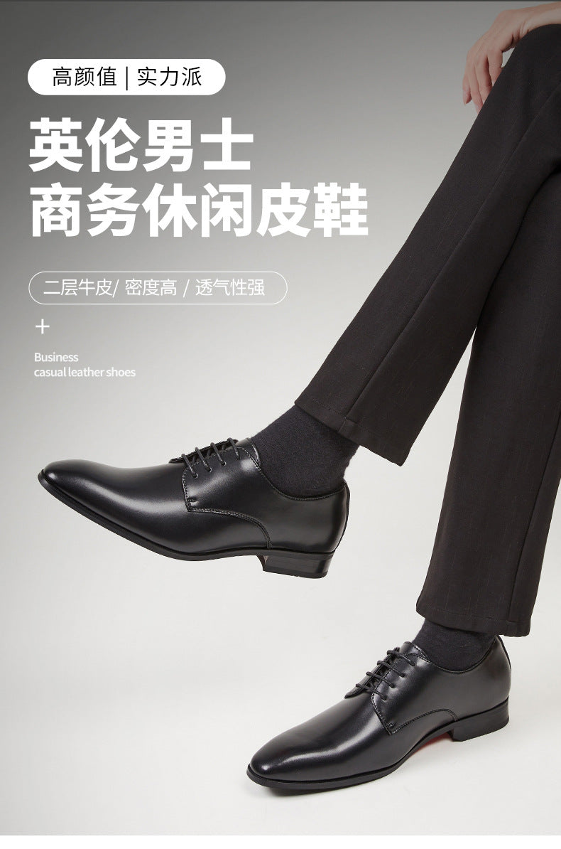 2024 New Men's Genuine Leather Business Formal Shoes Simple Summer Pointed British Style Derby Wedding Shoes for Groom HK100