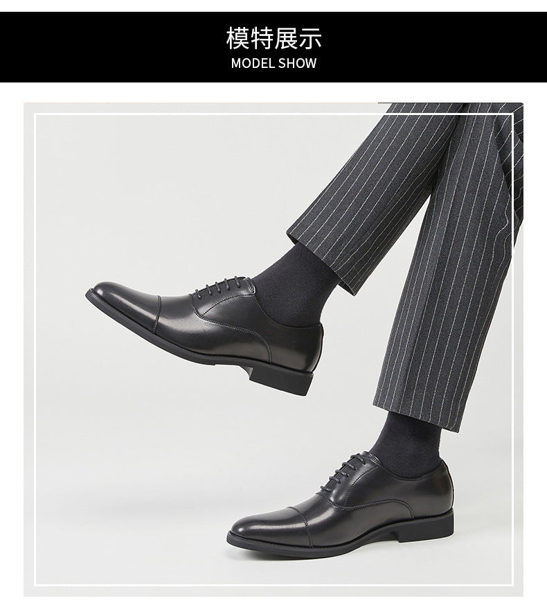 Japanese-style Soft-soled Business Genuine Leather Formal Shoes for Men Pointed-toe Lace-up Wedding Shoes Three-piece Toe Oxford Shoes HK87