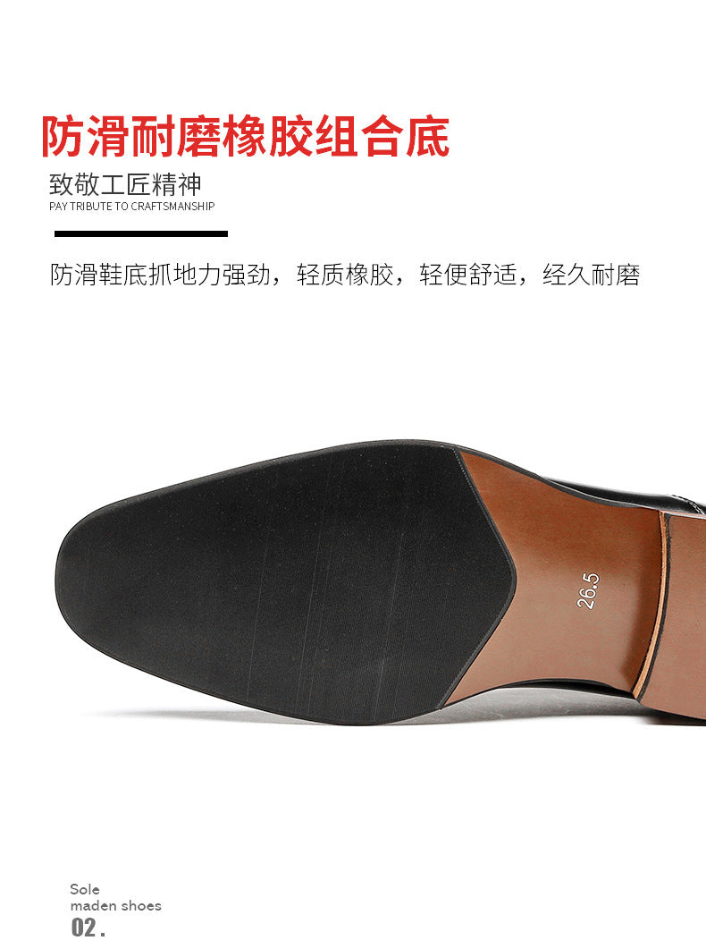 Japanese 2024 New Genuine Leather Business Shoes for Men Three-piece Toe Formal Shoes Pointed Toe Office Wedding Oxford Shoes with Wood HK75