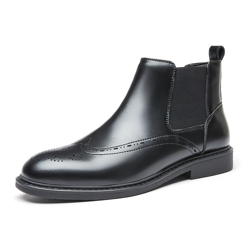 Men's British Style Chelsea Dr.Martens Business High-top Leather Shoes Genuine Leather British Tube Short Boots Casual Spring Autumn  HK98