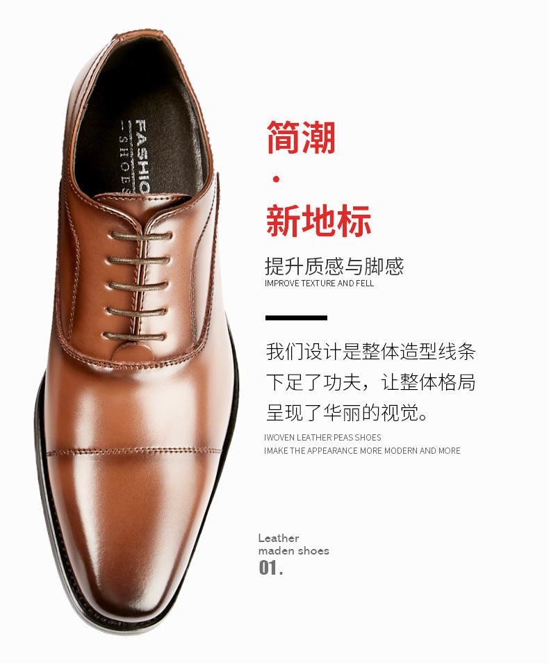 2024 New Genuine Leather Business Shoes for Men Three-piece Toe Formal Shoes Pointed Toe Office Wedding Oxford Shoes with Wood HK101