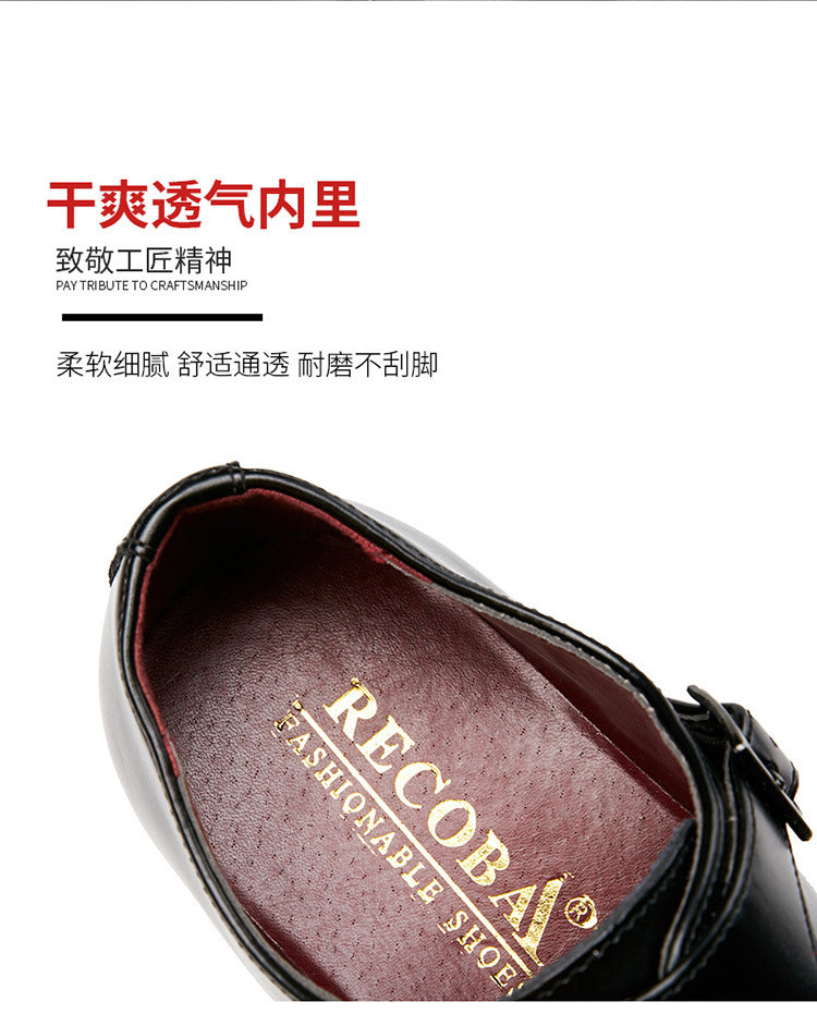 2024 New Japanese Business Formal Shoes Men's Genuine Leather Three-piece Toe Single Shoes Monk Strap Office Wedding Shoes HK77