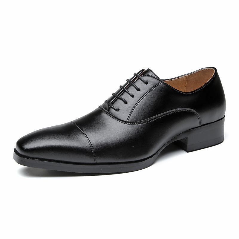 Men's 2024 New British Japanese Style Three-piece Toe Business Formal Laced Gentleman Office Work Derby Shoes  HK115