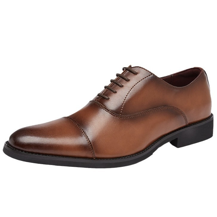 Japanese-style Soft-soled Business Genuine Leather Formal Shoes for Men Pointed-toe Lace-up Wedding Shoes Three-piece Toe Oxford Shoes HK110