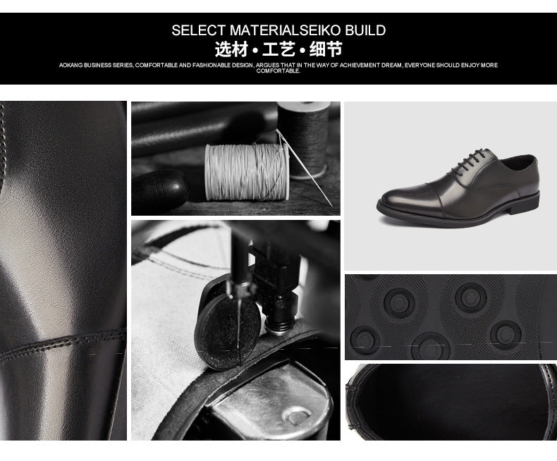 Japanese-style Soft-soled Business Genuine Leather Formal Shoes for Men Pointed-toe Lace-up Wedding Shoes Three-piece Toe Oxford Shoes HK87