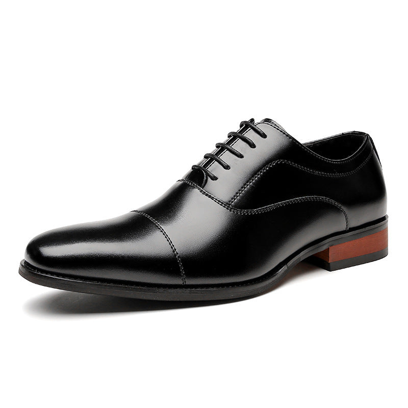 2024 New Genuine Leather Business Shoes for Men Three-piece Toe Formal Shoes Pointed Toe Office Wedding Oxford Shoes with Wood HK101