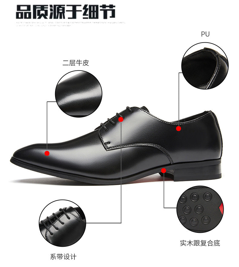 2024 New Men's Genuine Leather Business Formal Shoes Simple Summer Pointed British Style Derby Wedding Shoes for Groom HK100