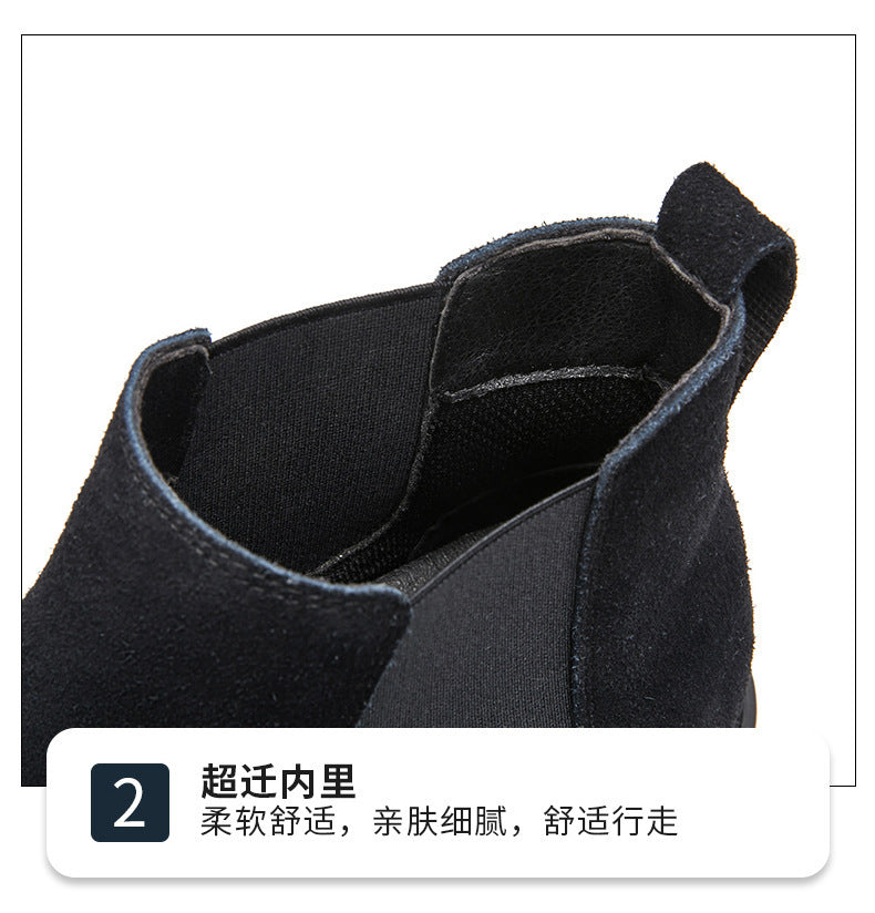 Men's Genuine Leather British Style Dr.Martens High-top Leather Shoes Suede Mid-top Short Boots Scuffed Chelsea Boots  HK59