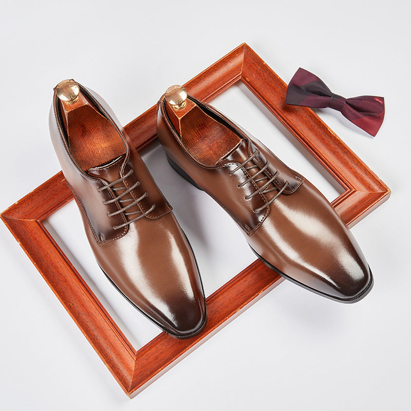 2024 New Men's Genuine Leather Business Formal Shoes Simple Summer Pointed British Style Derby Wedding Shoes for Groom HK100