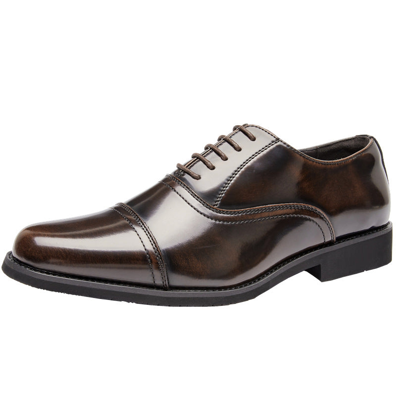 New Three-piece Toe Leather Shoes Men's Genuine Leather Business Formal Oxford Soft Soles Durable British Groom Wedding Shoes Youth  HK70