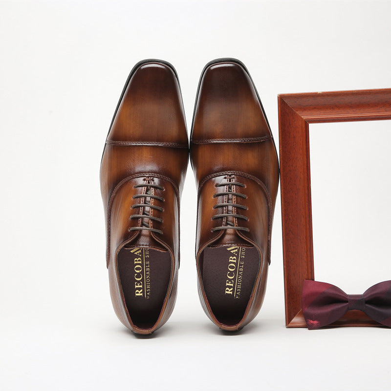 2024 New Japanese Business Genuine Leather Formal Shoes Men's Laced Officer Wedding Shoes Three-piece Toe Oxford British Style HK119