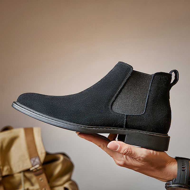 Men's Genuine Leather British Style Dr.Martens High-top Leather Shoes Suede Mid-top Short Boots Scuffed Chelsea Boots  HK59