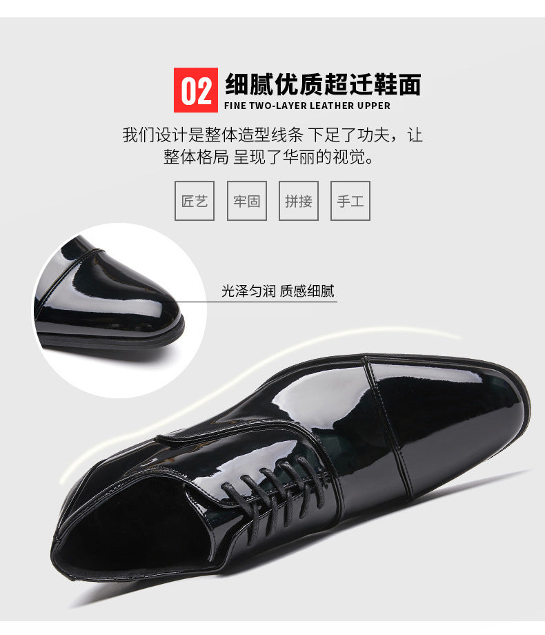 British 2024 New Spring Summer Patent Leather Shiny Men's Shoes Three-piece Toe Business Formal Oxford Youth Wedding  HK90