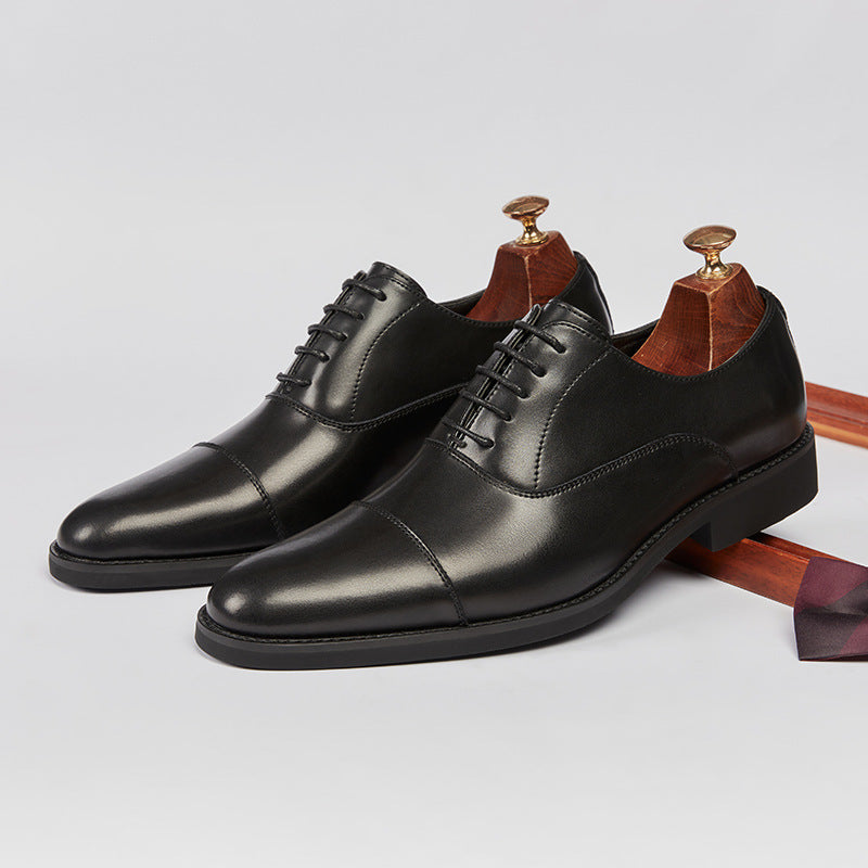 Japanese-style Soft-soled Business Genuine Leather Formal Shoes for Men Pointed-toe Lace-up Wedding Shoes Three-piece Toe Oxford Shoes HK110