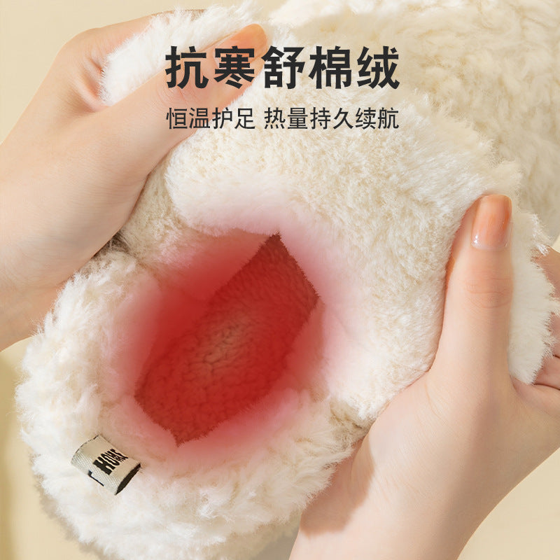 High Heel-covered Cotton Shoes for Women Winter Warm Fuzzy Thick Soles Soft-feel Indoor Anti-slip Maternity Cotton Slippers  HK28