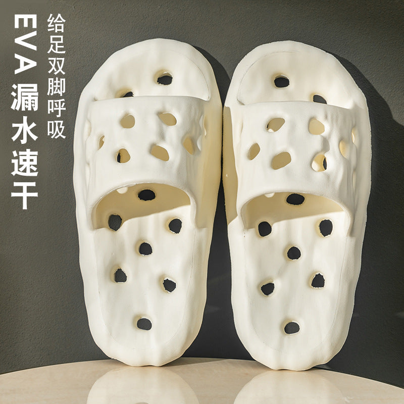 2023 New Women's Bathroom Hollow Slippers Indoor Anti-slip Couple Soft-feel Shower Slippers for Men Wholesale HK21