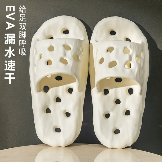 2023 New Women's Bathroom Hollow Slippers Indoor Anti-slip Couple Soft-feel Shower Slippers for Men Wholesale HK21