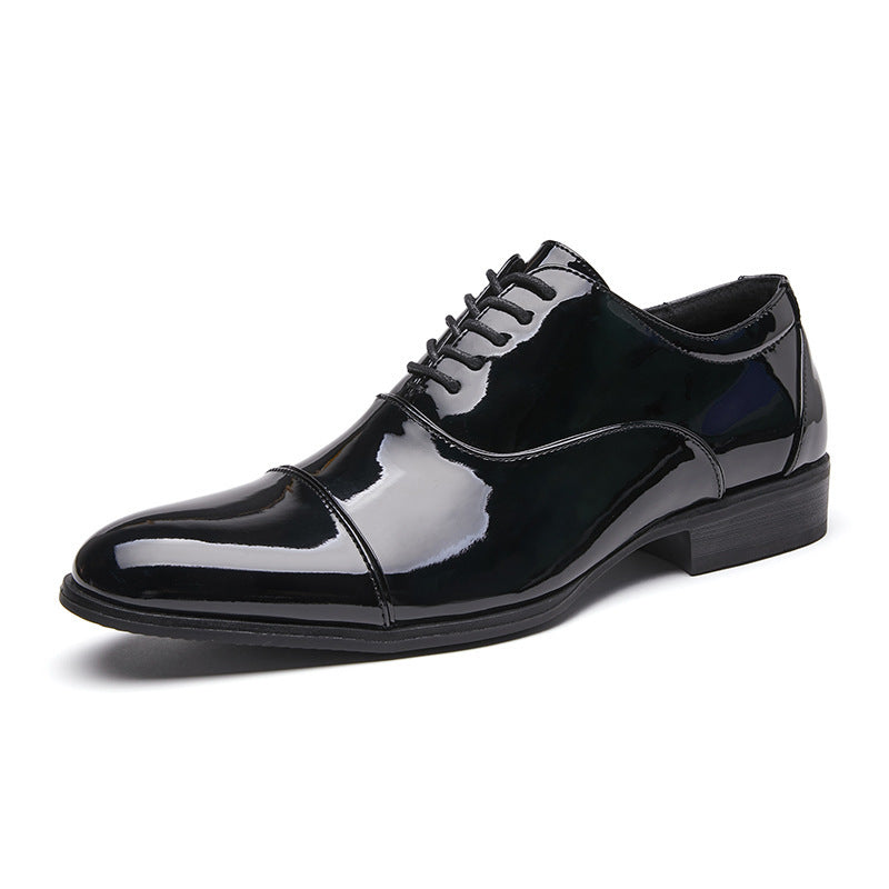 British 2024 New Spring Summer Patent Leather Shiny Men's Shoes Three-piece Toe Business Formal Oxford Youth Wedding  HK63