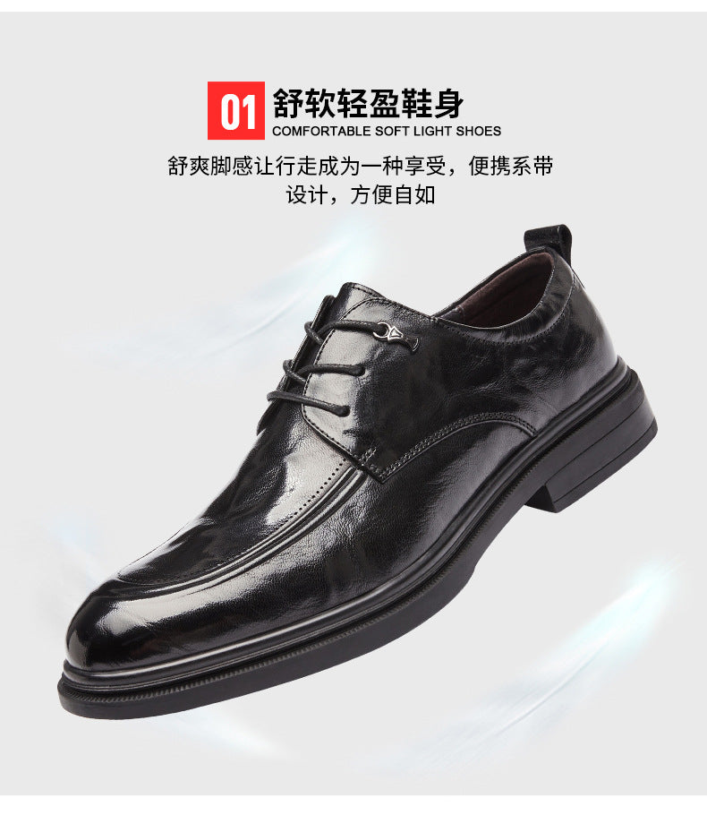 Men's Top Grain Leather Shoes Genuine Leather Breathable Soft Soles British Round Toe Business Formal Soft Upper Casual Wedding Shoes  HK57