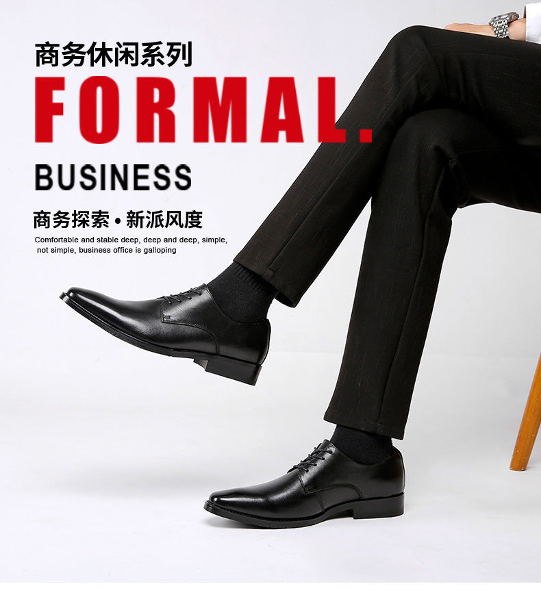 2024 New Handmade Men's Shoes Top Grain Leather Formal Business Leather Shoes Soft Soles Genuine Derby British Style Pointed Toe HK48