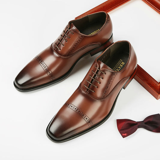 2024 New Men's Genuine Leather British Style Carved Laced Business Formal Three-piece Toe Gentleman's Single Shoes for Youth HK46