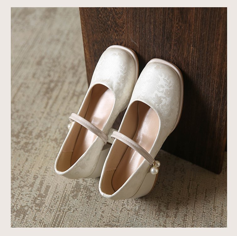 High Heel Single Shoes for Women Medium Chunky Heel Match Cheongsam and Horse-face Skirt Sandals 2024 Summer New Chinese Style Shoes HK31